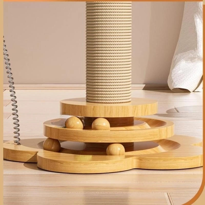 Pet Cat Toy Solid Wood Cat Turntable Funny Cat Stick