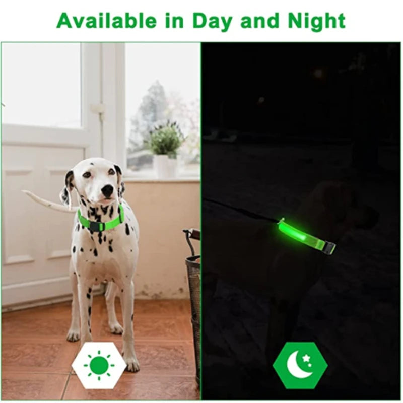 LED Glowing Dog Collar Adjustable Flashing Rechargea Luminous Collar Night