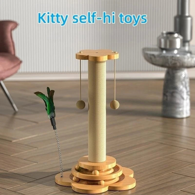 Pet Cat Toy Solid Wood Cat Turntable Funny Cat Stick