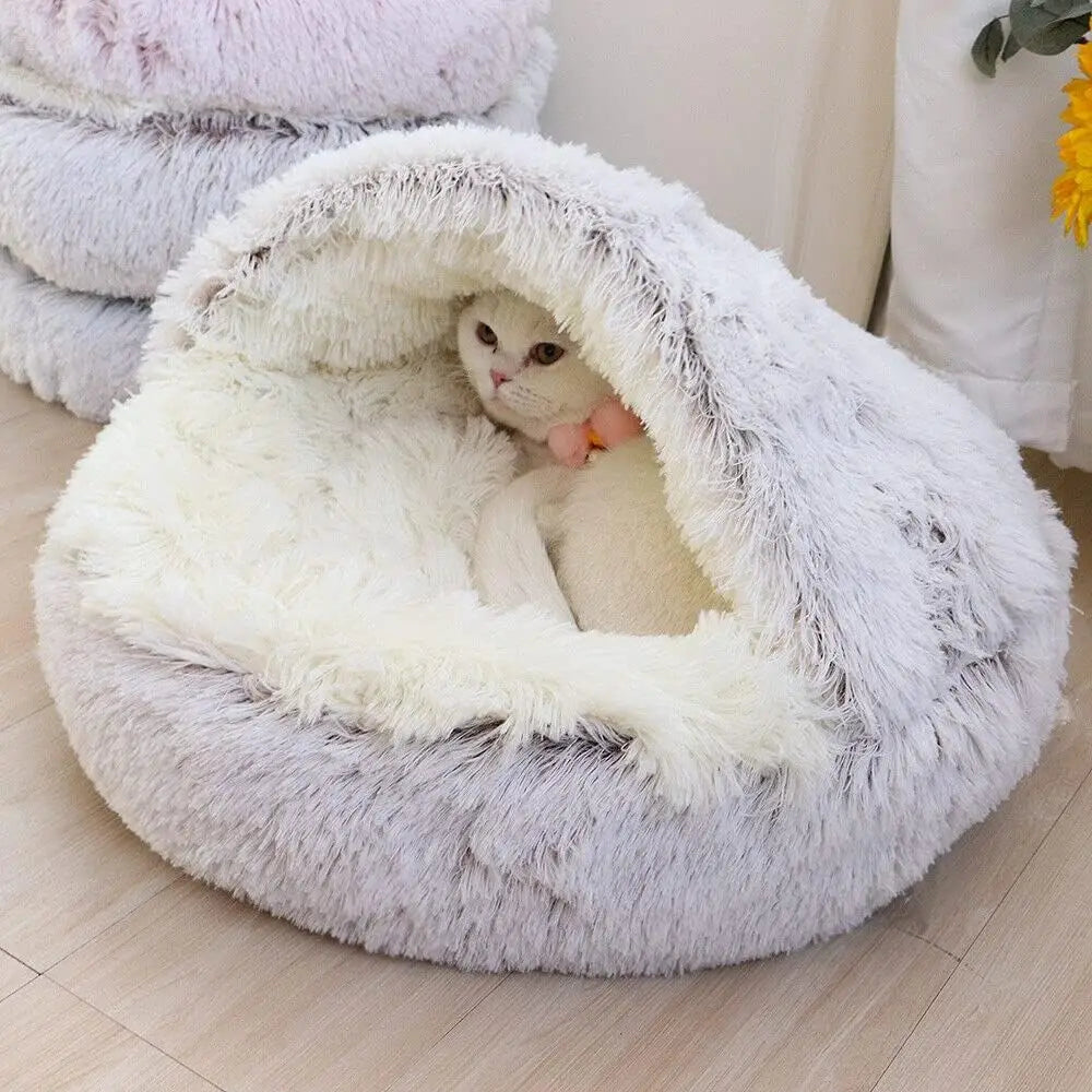 Soft Plush Pet Bed with Cover Round Cat Bed Pet Mattress