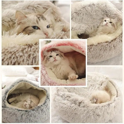 Soft Plush Pet Bed with Cover Round Cat Bed Pet Mattress